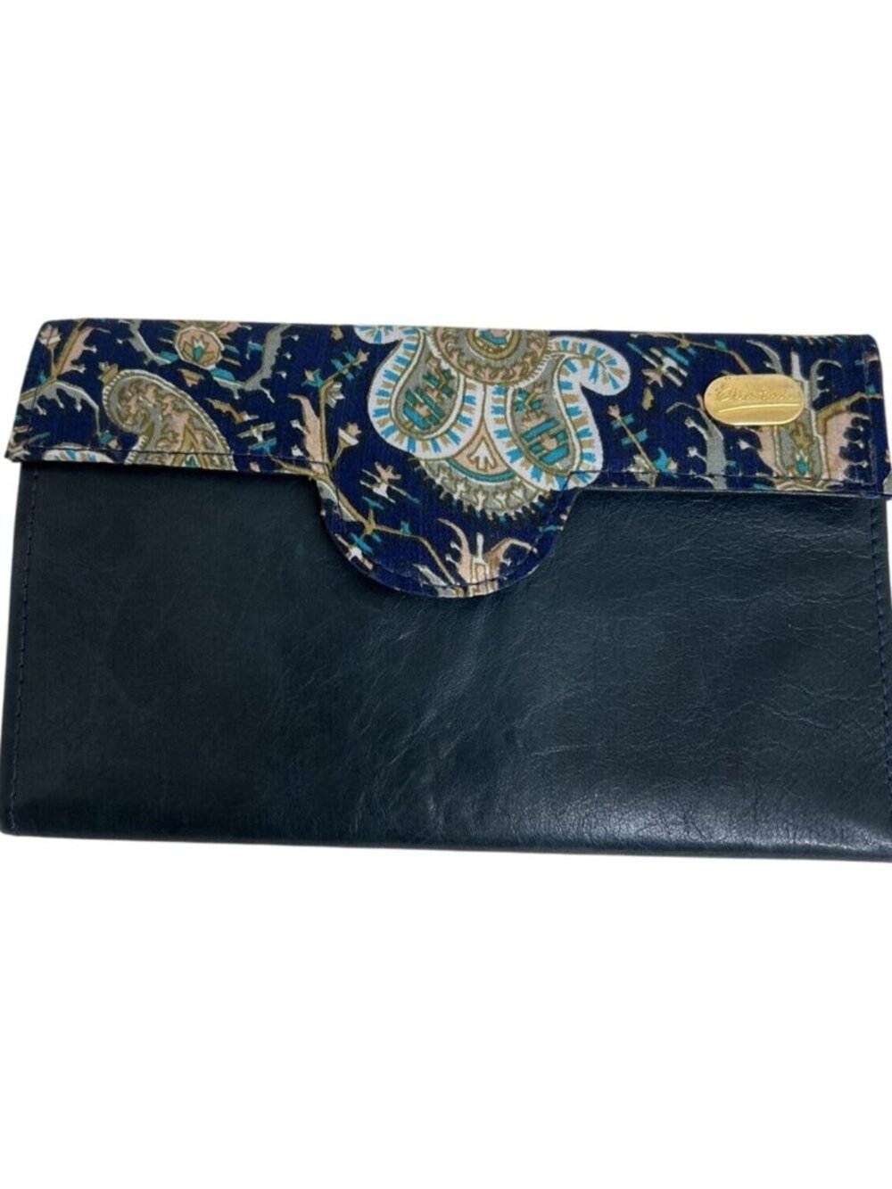Christina Womens Wallet Blue & Paisley Print Faux Leather Organizer Clutch
